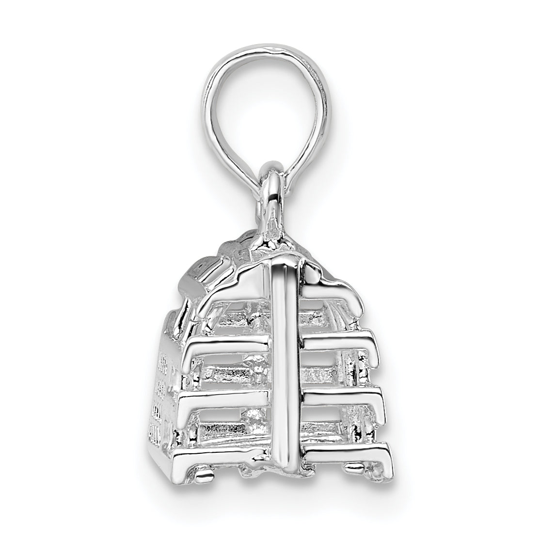 De-Ani Sterling Silver Rhodium-Plated Polished 3D Empty Lobster Trap Pendant