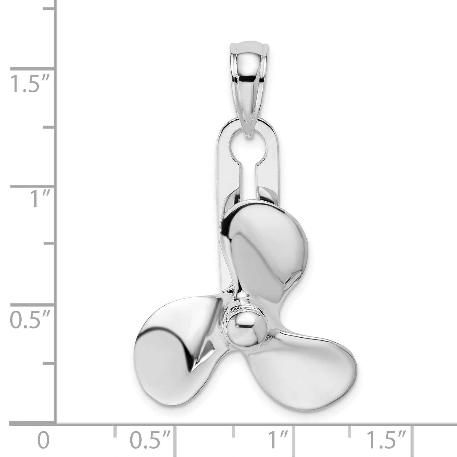 De-Ani Sterling Silver Rhodium-Plated Polished Moveable 3D Propeller Pendant