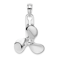 De-Ani Sterling Silver Rhodium-Plated Polished Moveable 3D Propeller Pendant