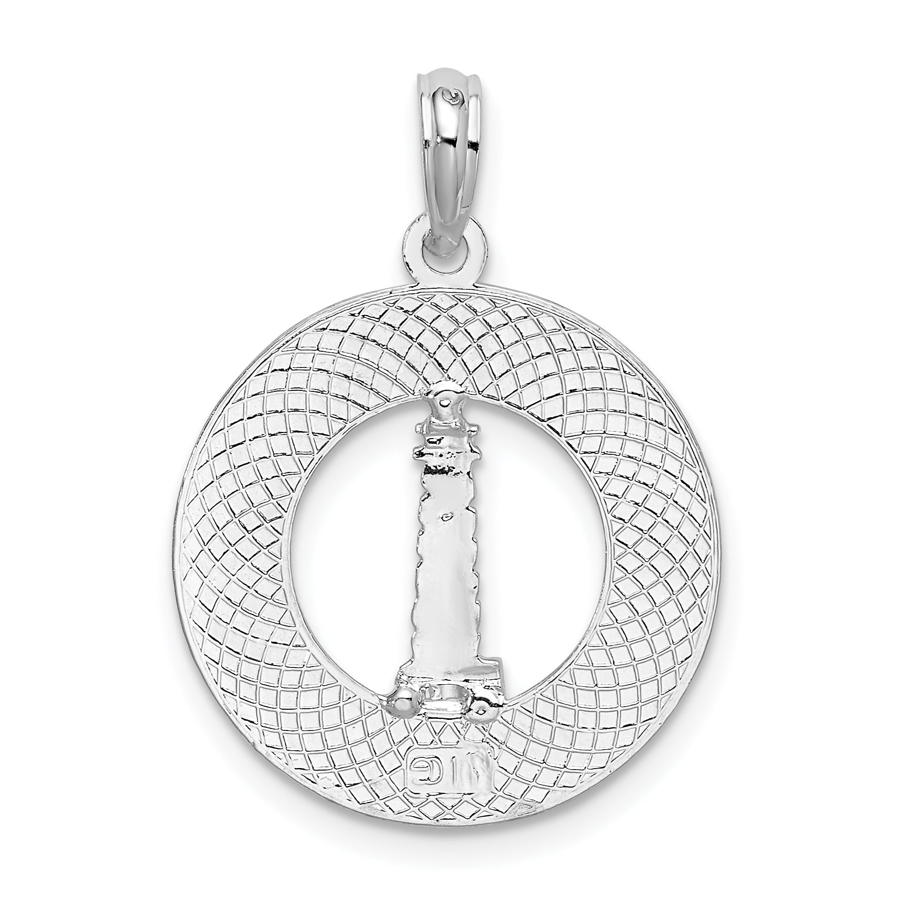 De-Ani Sterling Silver Rhodium-Plated Kennebunkport Circle with Lighthouse Pendant