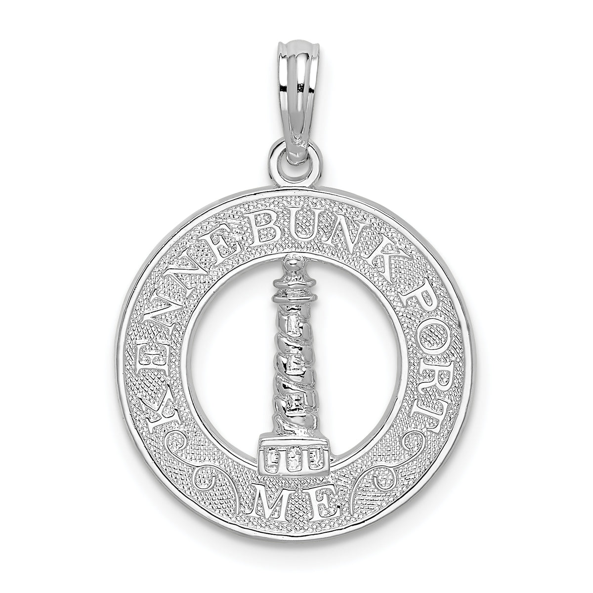 De-Ani Sterling Silver Rhodium-Plated Kennebunkport Circle with Lighthouse Pendant