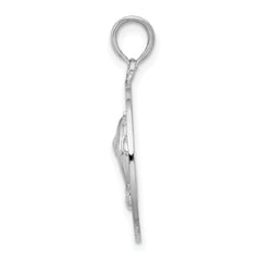 De-Ani Sterling Silver Rhodium-Plated Port Aransas Circle with Dolphins Pendant