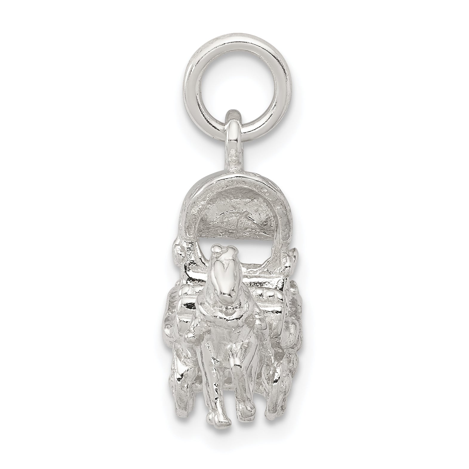 Sterling Silver 925 Horse & Carriage Charm with 3D Design and Polished Finish Secondary image