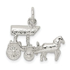 Sterling Silver 925 Horse & Carriage Charm with 3D Design and Polished Finish