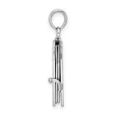 De-Ani Sterling Silver Rhodium-Plated Moveable 3D Spanish Santa Biblia Pendant