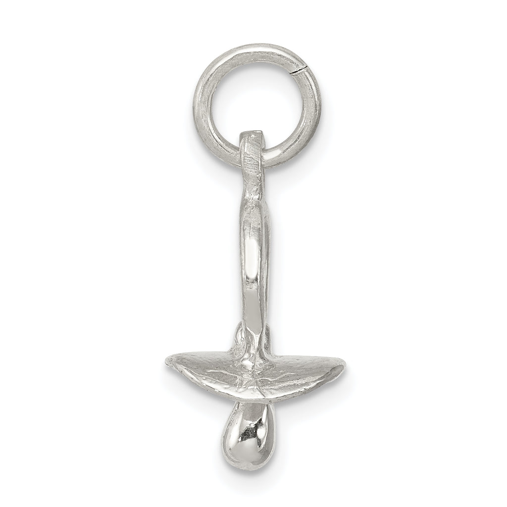 Sterling Silver 925 Pacifier Charm with Polished Finish for Themed Jewelry