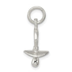Sterling Silver 925 Pacifier Charm with Polished Finish for Themed Jewelry