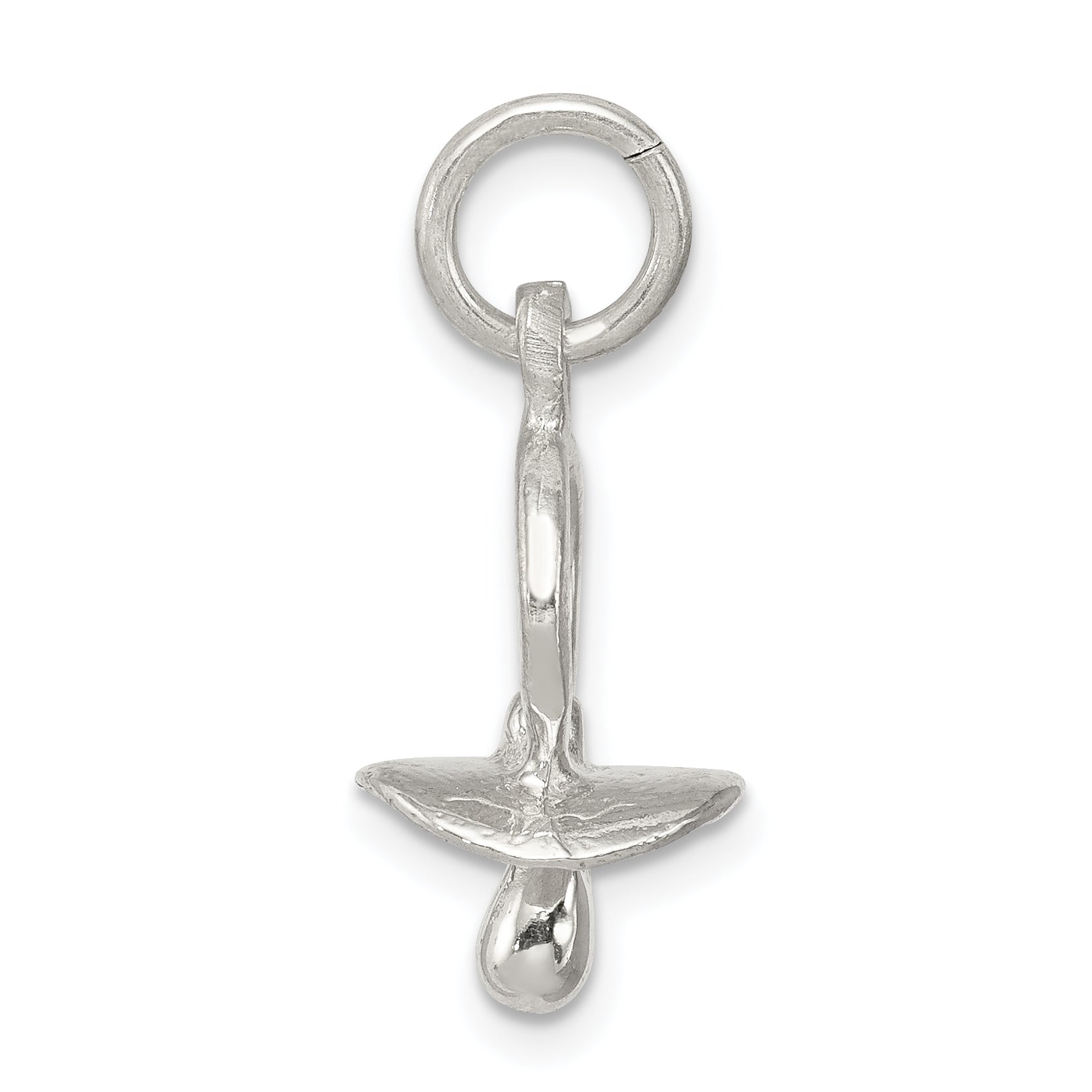 Sterling Silver 925 Pacifier Charm with Polished Finish for Themed Jewelry