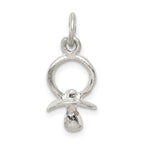 Sterling Silver 925 Pacifier Charm with Polished Finish for Themed Jewelry
