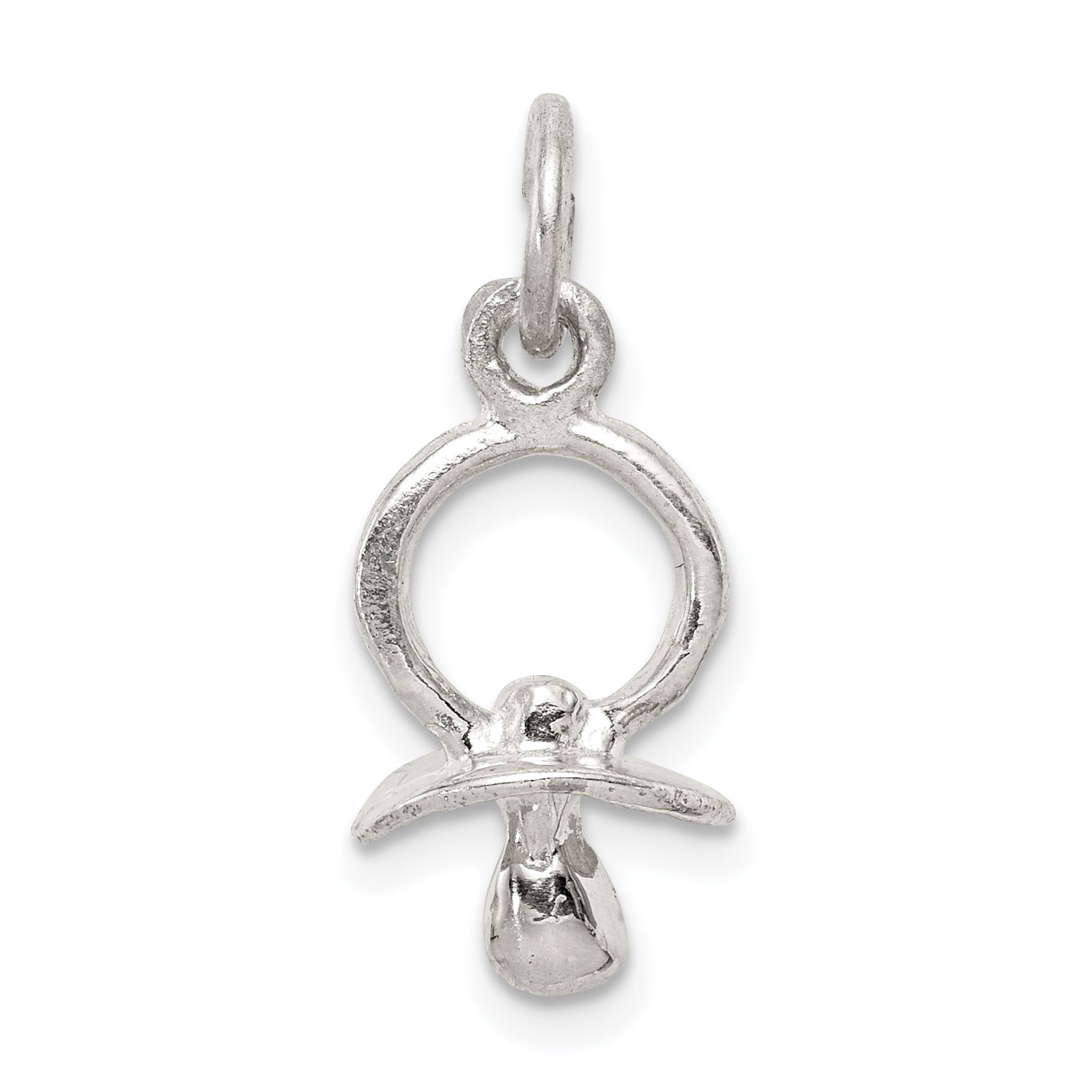 Sterling Silver 925 Pacifier Charm with Polished Finish for Themed Jewelry