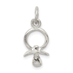 Sterling Silver 925 Pacifier Charm with Polished Finish for Themed Jewelry