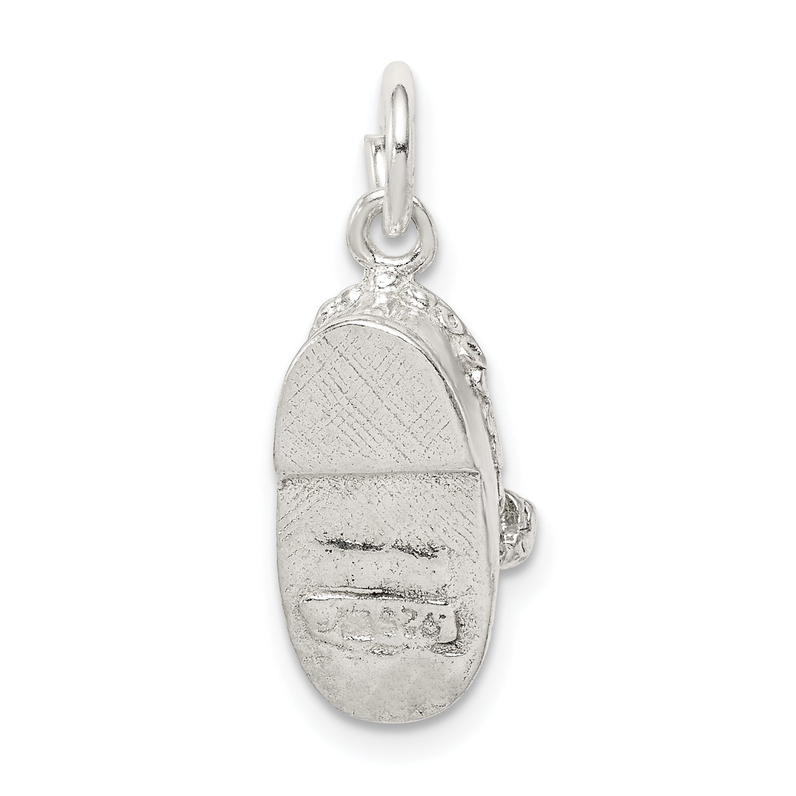 Sterling Silver 925 Polished Baby Shoe Charm with Anti-Tarnish Finish