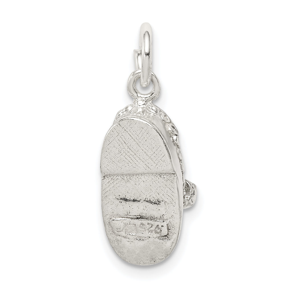 Sterling Silver 925 Polished Baby Shoe Charm with Anti-Tarnish Finish