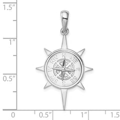 De-Ani Sterling Silver Rhodium-Plated Polished Star Frame Compass Pendant