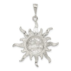 Men's 925 Sterling Silver Sun Pendant with Polished Anti-Tarnish Finish