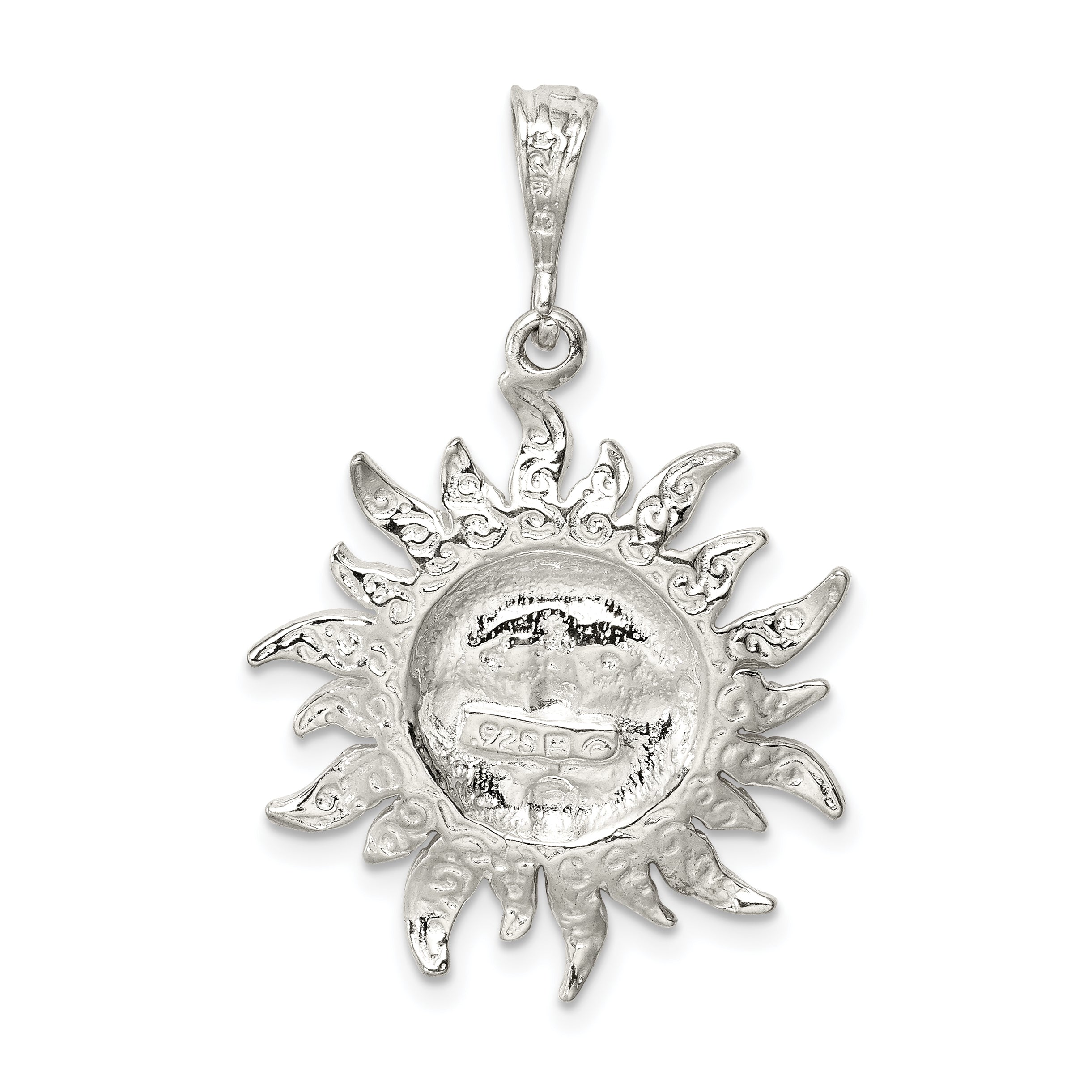 925 Sterling Silver Sun Pendant with Polished Anti-Tarnish Finish Men's Solid Design by Sophia Jewelers