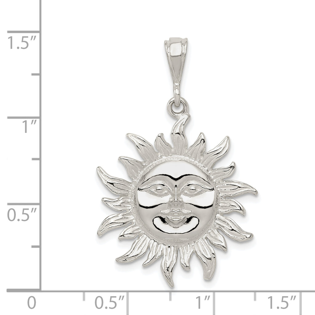 925 Sterling Silver Sun Pendant with Polished Anti-Tarnish Finish Men's Solid Design by Sophia Jewelers