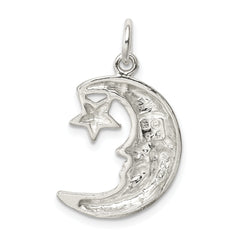 Sterling Silver 925 Moon & Star Pendant with Polished Anti-Tarnish Finish
