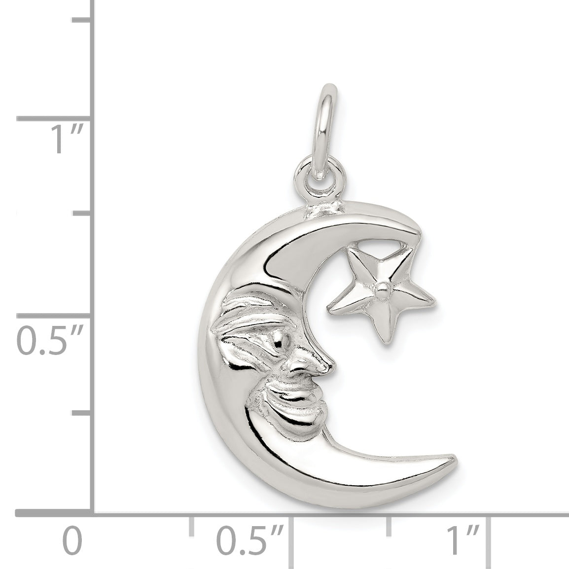 Sterling Silver 925 Moon & Star Pendant with Polished Anti-Tarnish Finish