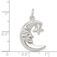 Sterling Silver 925 Moon & Star Pendant with Polished Anti-Tarnish Finish