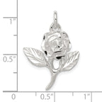 Sterling Silver 925 Rose Pendant with Polished Finish & Anti-Tarnish