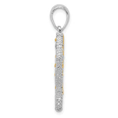 De-Ani Sterling Silver Rhodium-Plated 3D Large Seahorse with 14k Accent Pendant