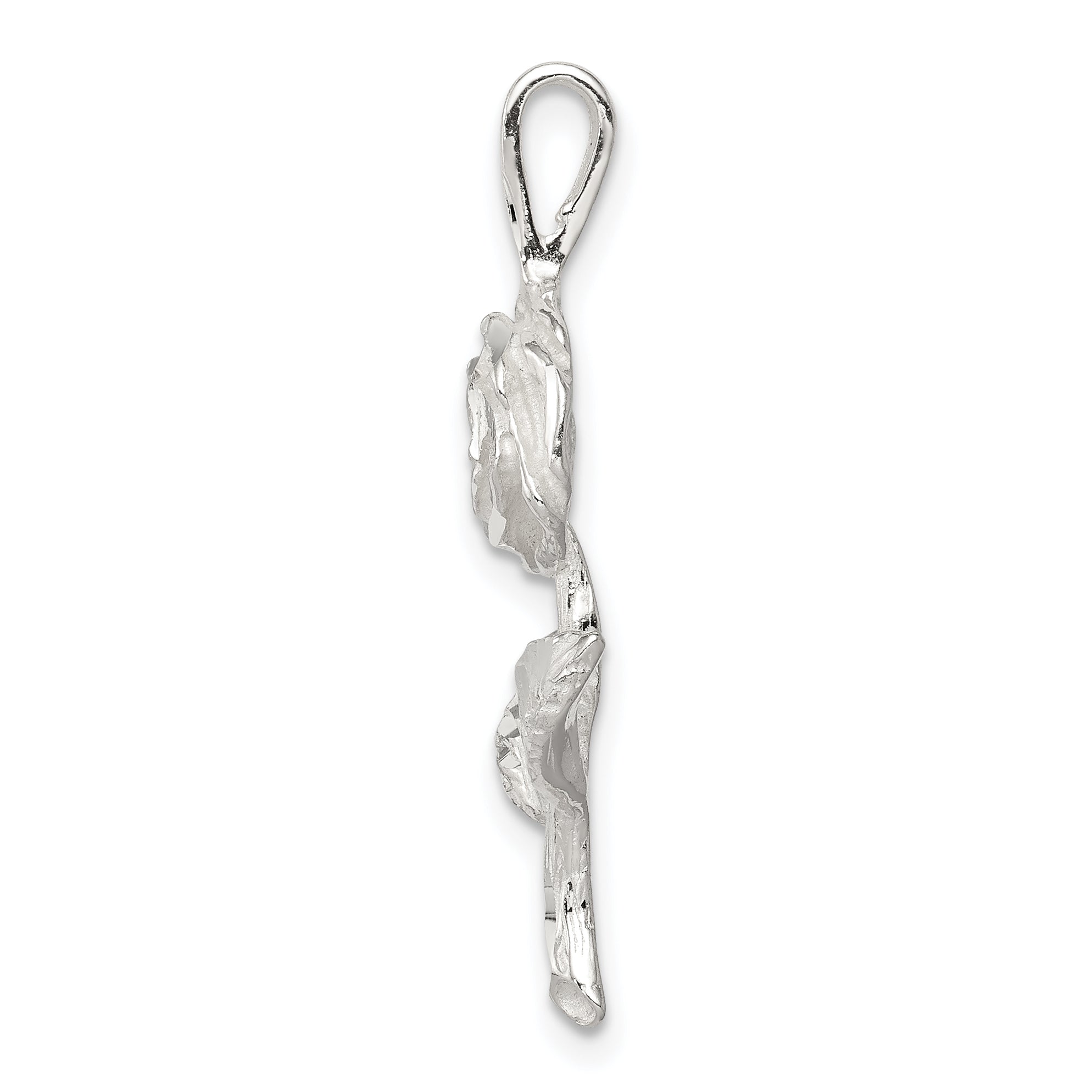Sophia Jewelers 925 Sterling Silver Rose Pendant with Polished Anti-Tarnish Finish