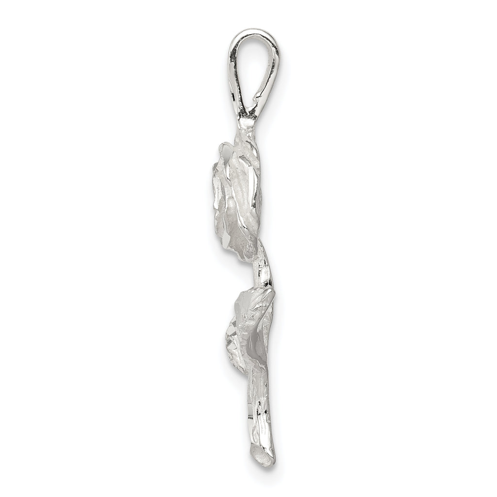 Sophia Jewelers 925 Sterling Silver Rose Pendant with Polished Anti-Tarnish Finish