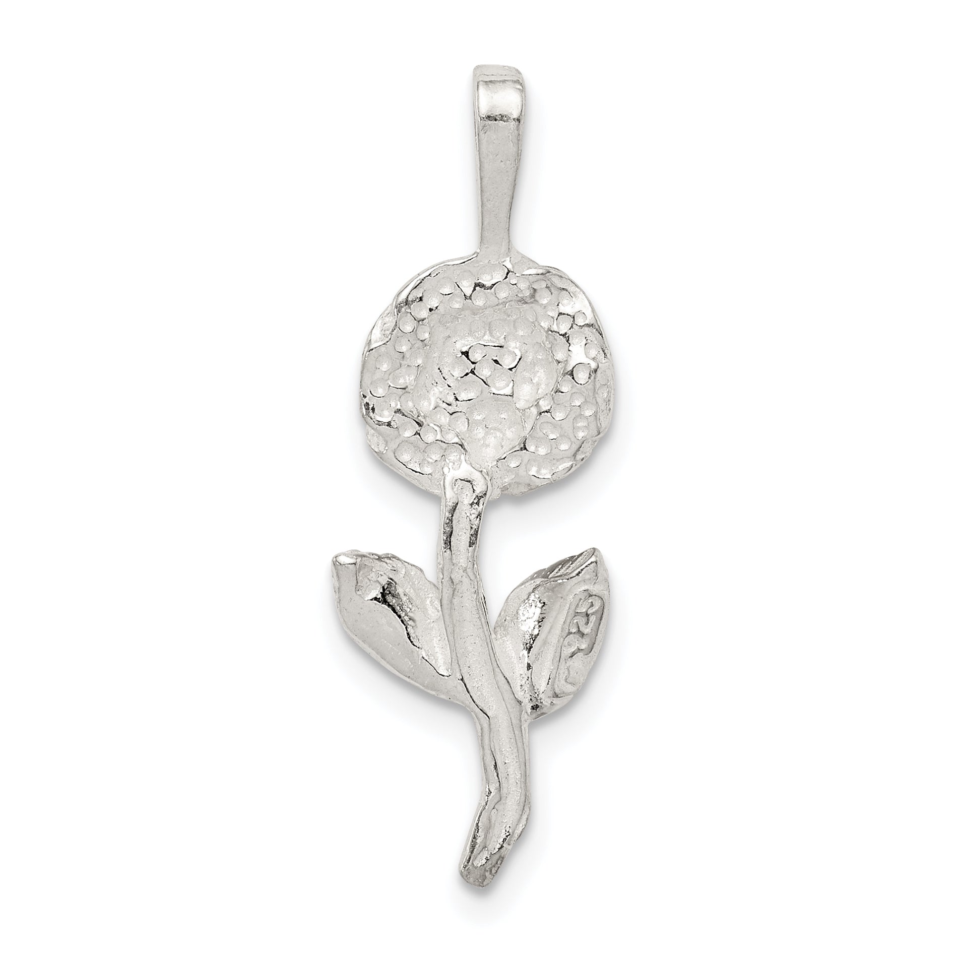 Sophia Jewelers 925 Sterling Silver Rose Pendant with Polished Anti-Tarnish Finish
