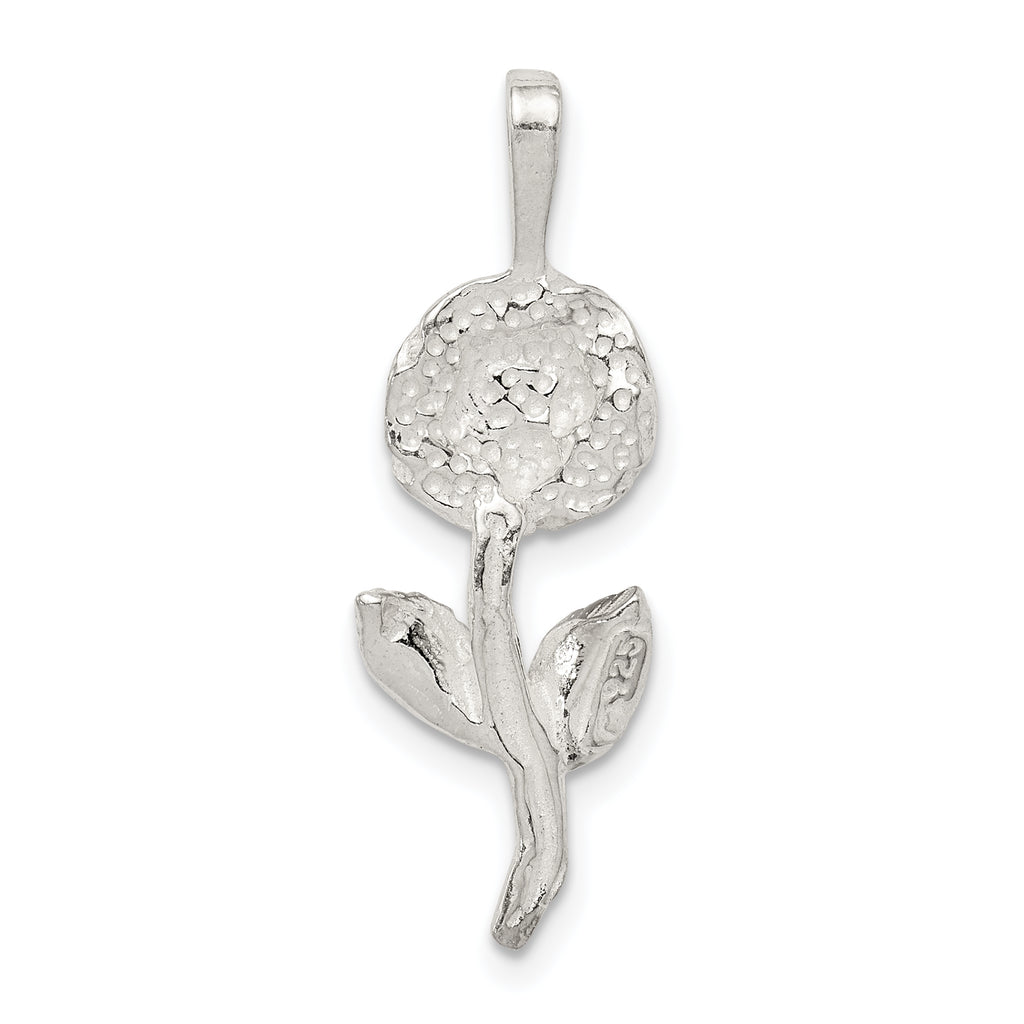Sophia Jewelers 925 Sterling Silver Rose Pendant with Polished Anti-Tarnish Finish