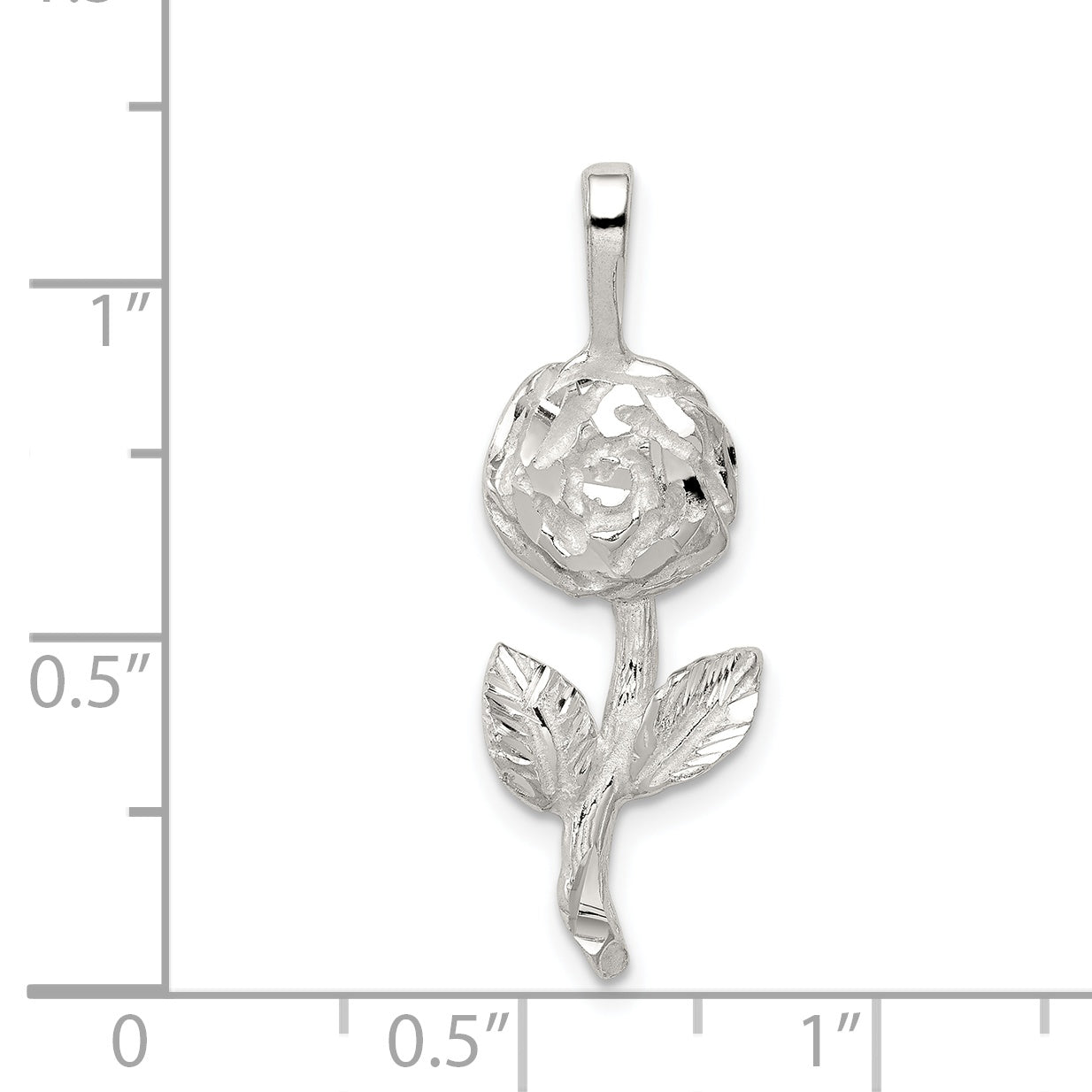 Sophia Jewelers 925 Sterling Silver Rose Pendant with Polished Anti-Tarnish Finish