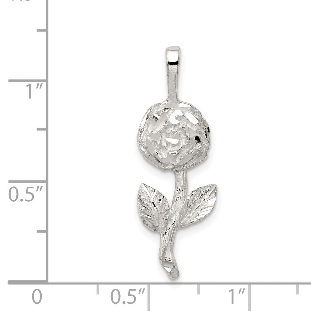 Sophia Jewelers 925 Sterling Silver Rose Pendant with Polished Anti-Tarnish Finish