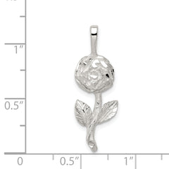 Sophia Jewelers 925 Sterling Silver Rose Pendant with Polished Anti-Tarnish Finish
