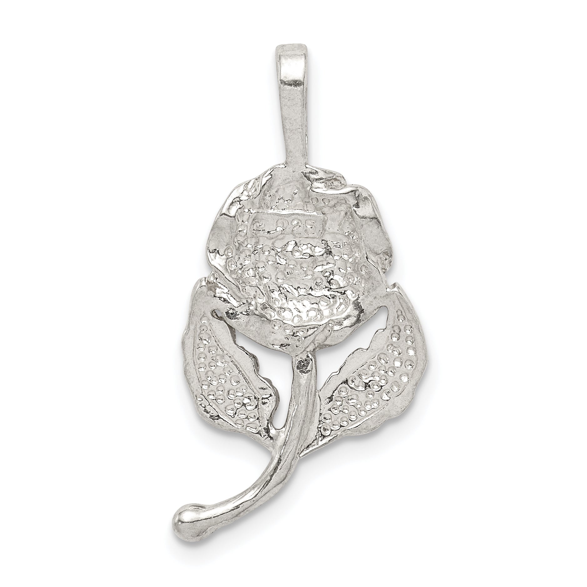 Sterling Silver 925 Rose Pendant with Polished Anti-Tarnish Finish