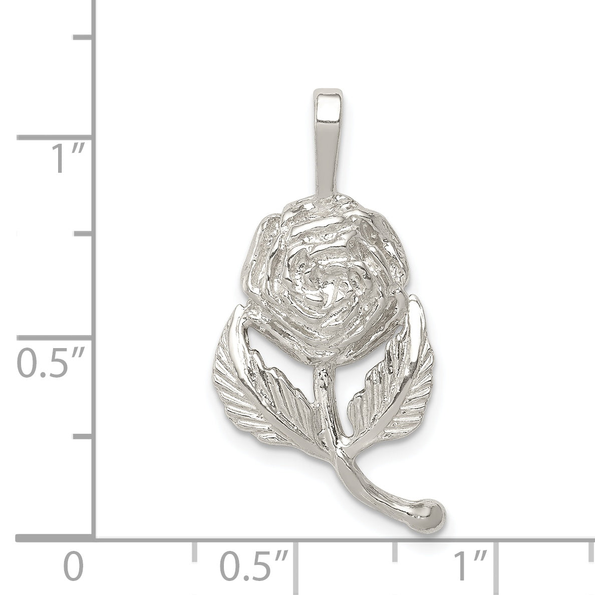 Sterling Silver 925 Rose Pendant with Polished Anti-Tarnish Finish