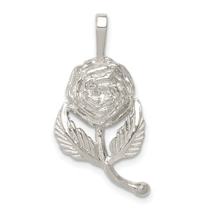 Rose Pendant in Sterling Silver, 14mm - Sophia Jewelers
