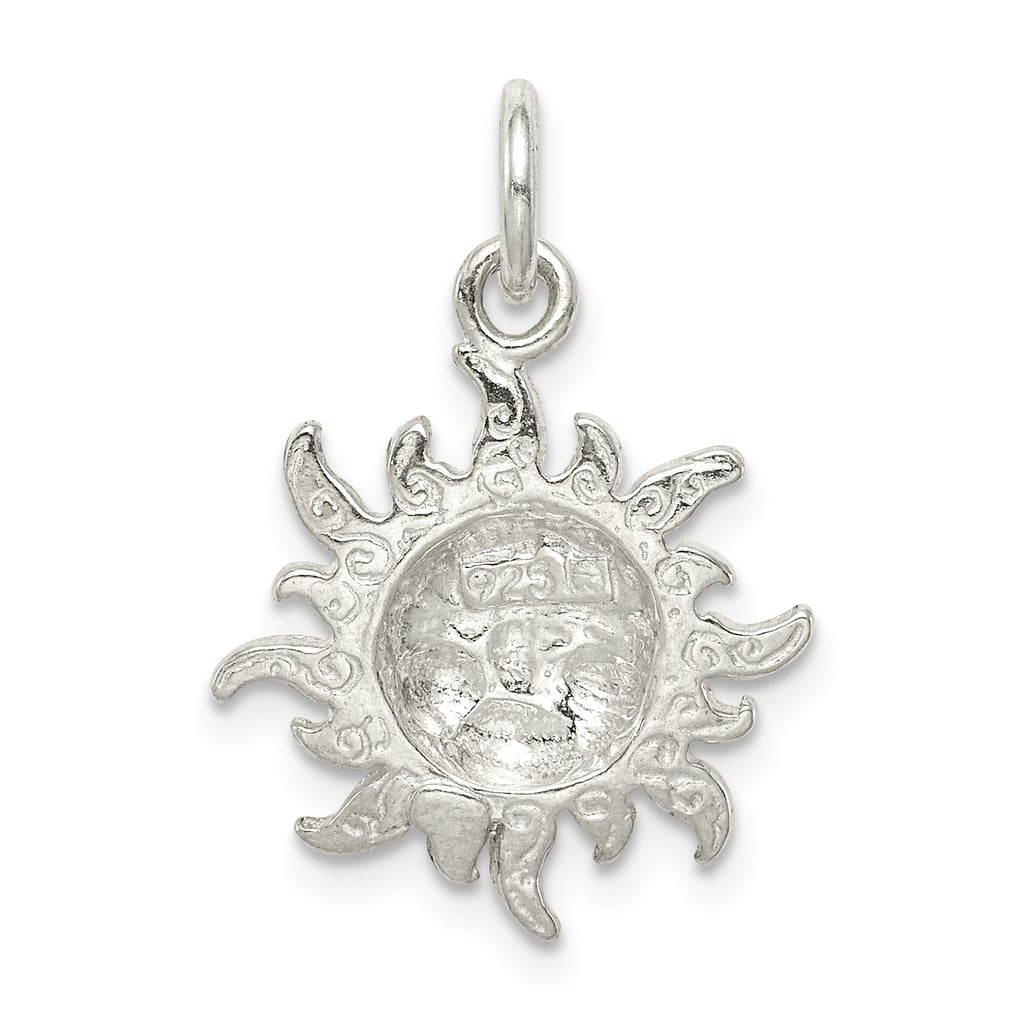 Sterling Silver 925 Sun Charm with Polished Anti-Tarnish Finish for Men