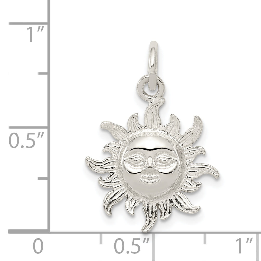 Sterling Silver 925 Sun Charm with Polished Anti-Tarnish Finish for Men