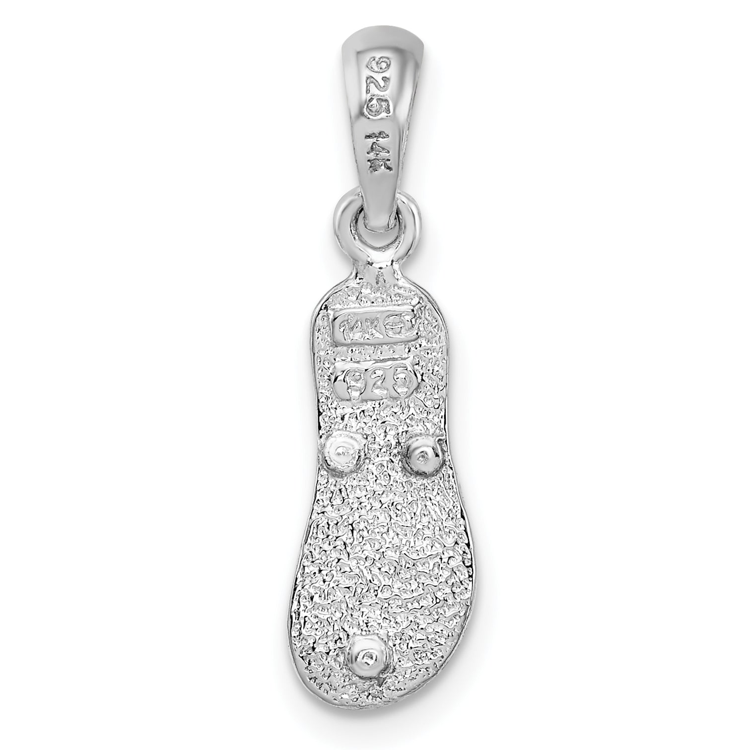De-Ani Sterling Silver Rhodium-Plated Textured 3D Flip-flop with 14 Straps Pendant