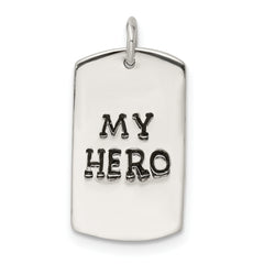 Sterling Silver Polished My Hero Dog Tag Pendant