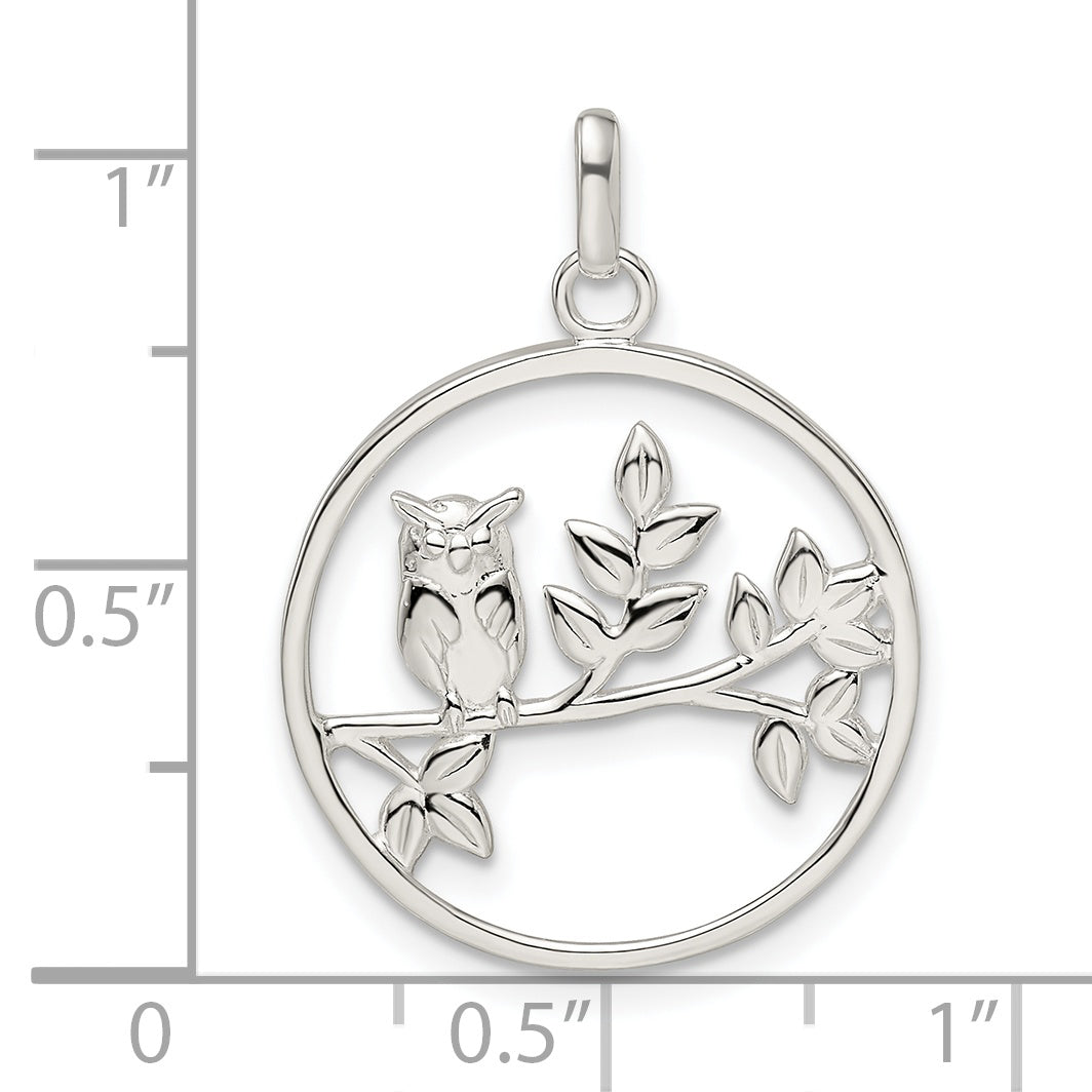 Sterling Silver Antiqued Owl Pendant