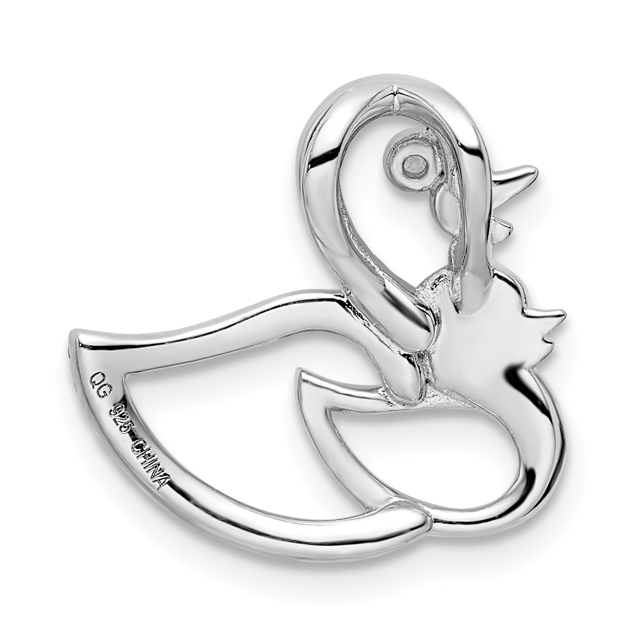 Sterling Silver Rhodium-plated CZ Gold-tone Duck Slide