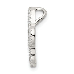 Sterling Silver Rhodium-plated Polished CZ Paw Print Chain Slide