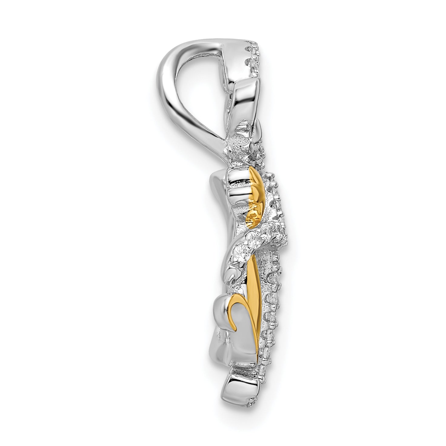 Sterling Silver Rhodium-plated CZ Gold-tone Monkey Slide