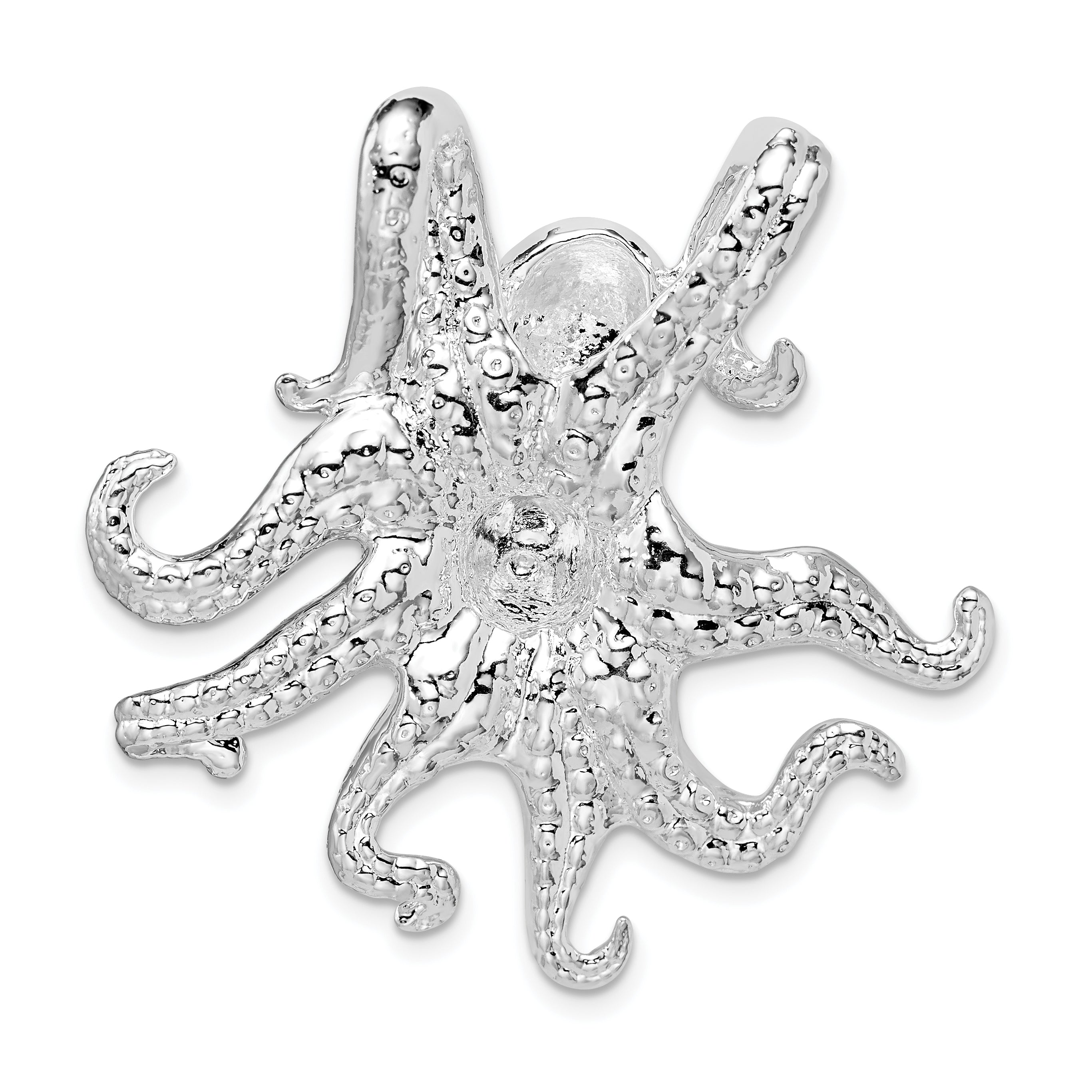 De-Ani Sterling Silver Rhodium-Plated Polished Octopus Slide