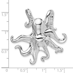 De-Ani Sterling Silver Rhodium-Plated Polished Octopus Slide