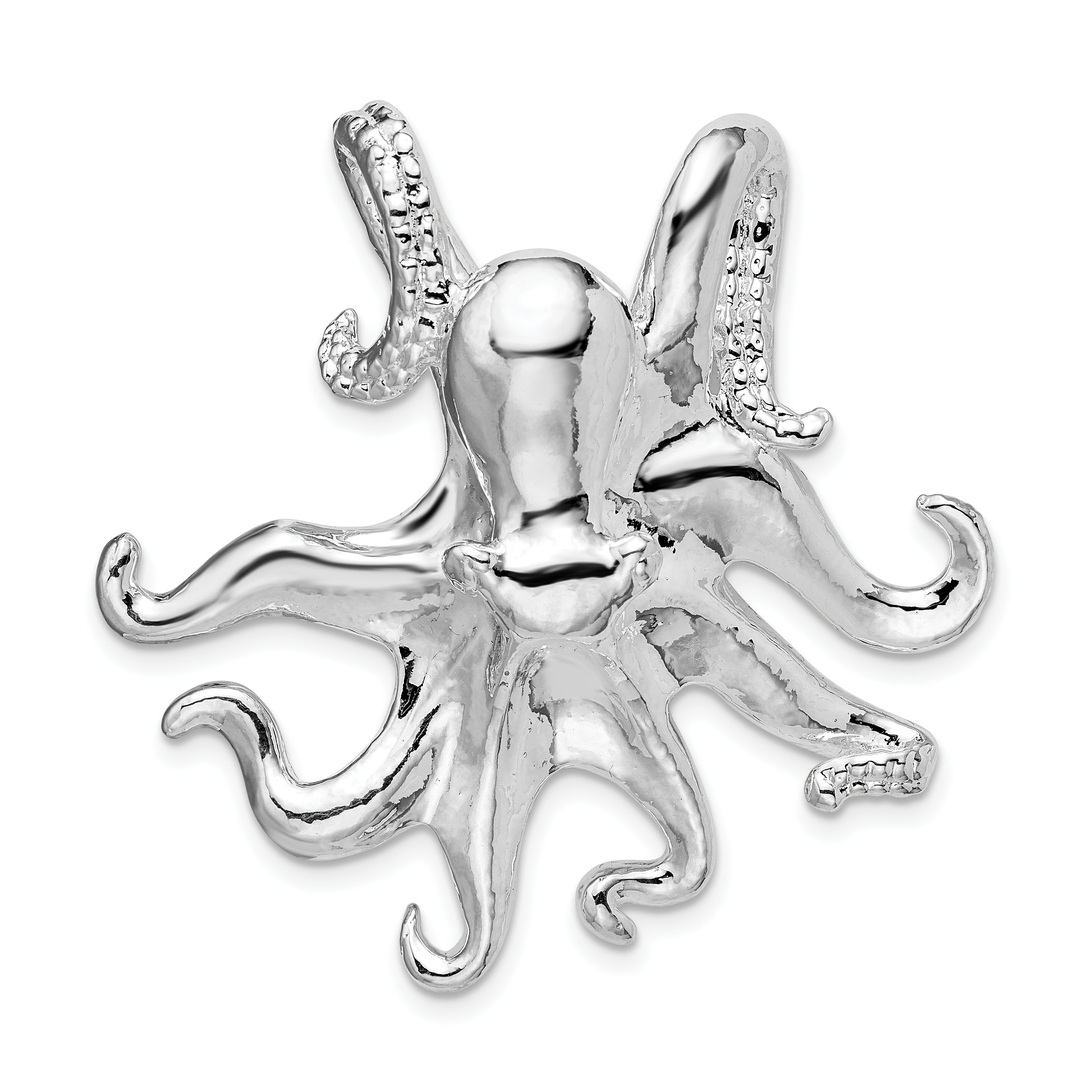 De-Ani Sterling Silver Rhodium-Plated Polished Octopus Slide