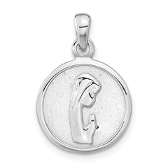 Sterling Silver Rhodium-plated Polished Mary Praying Pendant
