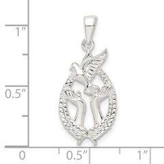 Sterling Silver Polished Dove with Hands Pendant