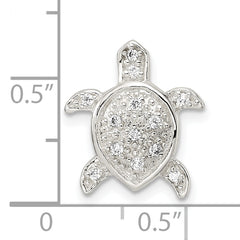 Sterling Silver Polished CZ Turtle Chain Slide